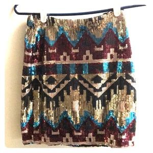 Aztec Sequin Skirt